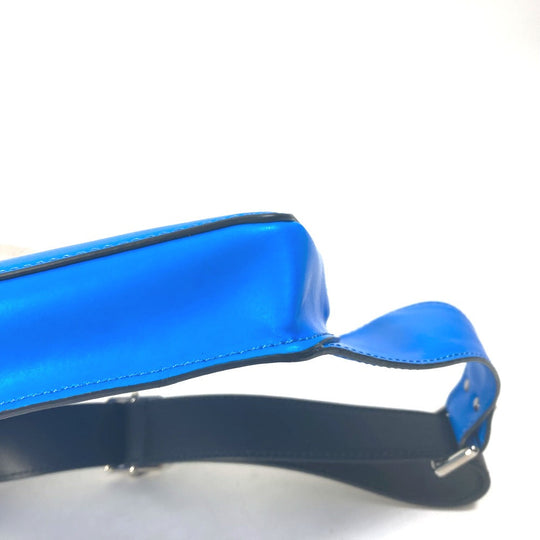 VALENTINO Waist bag TY0B0719 leather blue VLTN logo Sling bag mens Used Authentic