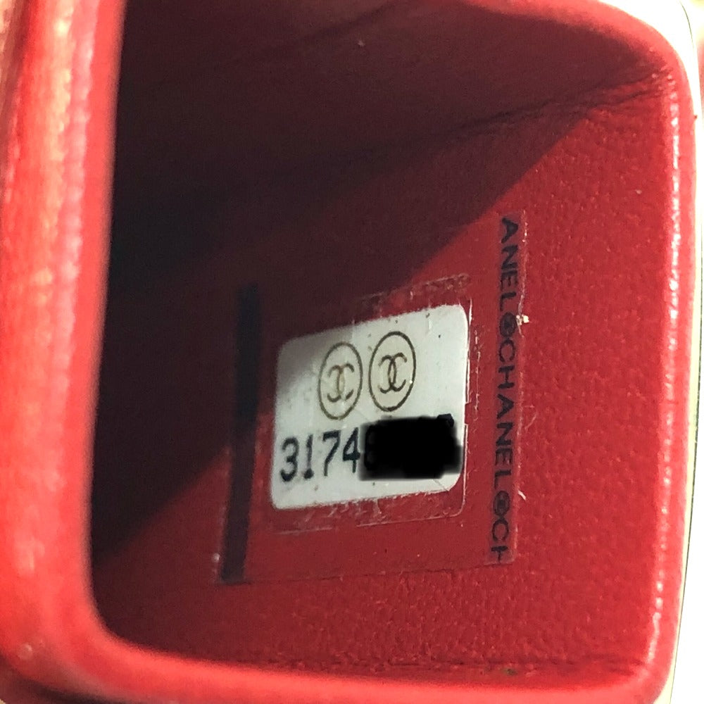 CHANEL Shoulder Bag leather Red COCO Mark CC Lip case Women Used Authentic