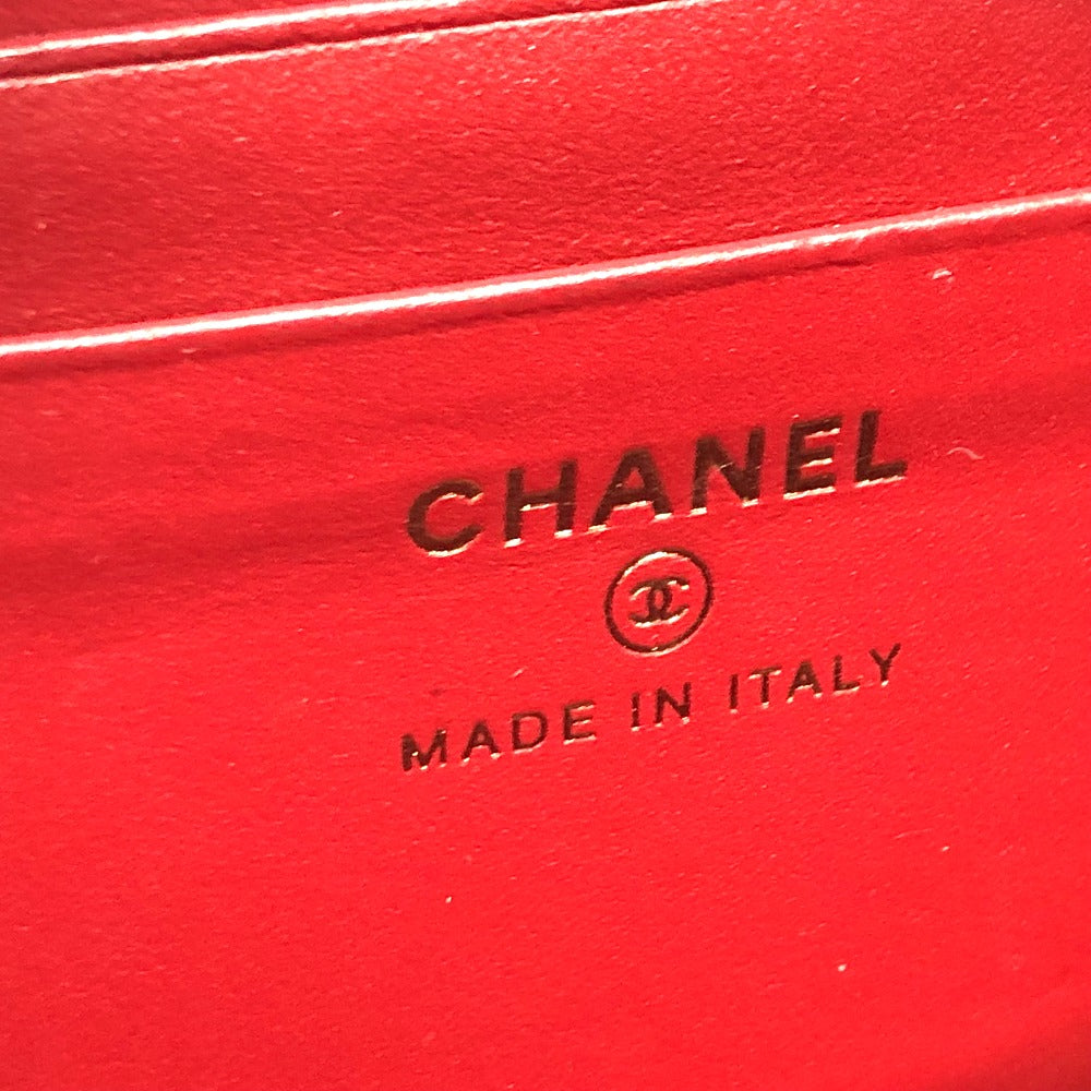 CHANEL Shoulder Bag A84452 Caviar skin Red CC filigree Matrasse Chain Women Used Authentic