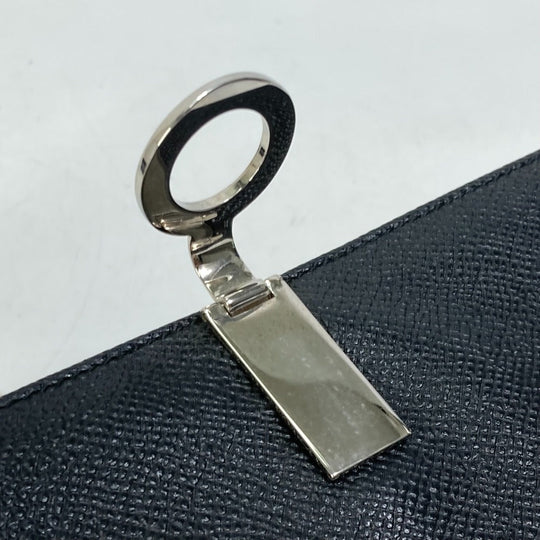 BVLGARI Long Wallet Purse leather black Bulgari Bulgari Logo clip mens Used Authentic