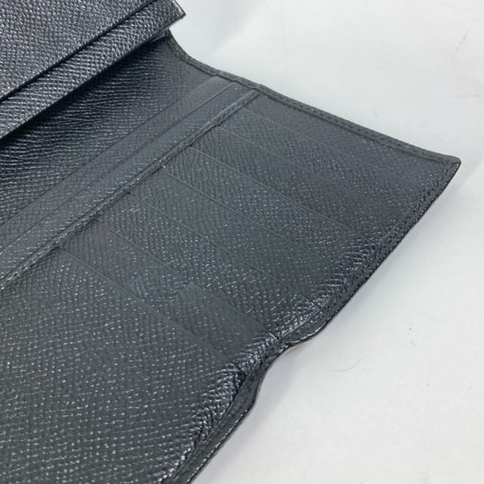 BVLGARI Long Wallet Purse leather black Bulgari Bulgari Logo clip mens Used Authentic