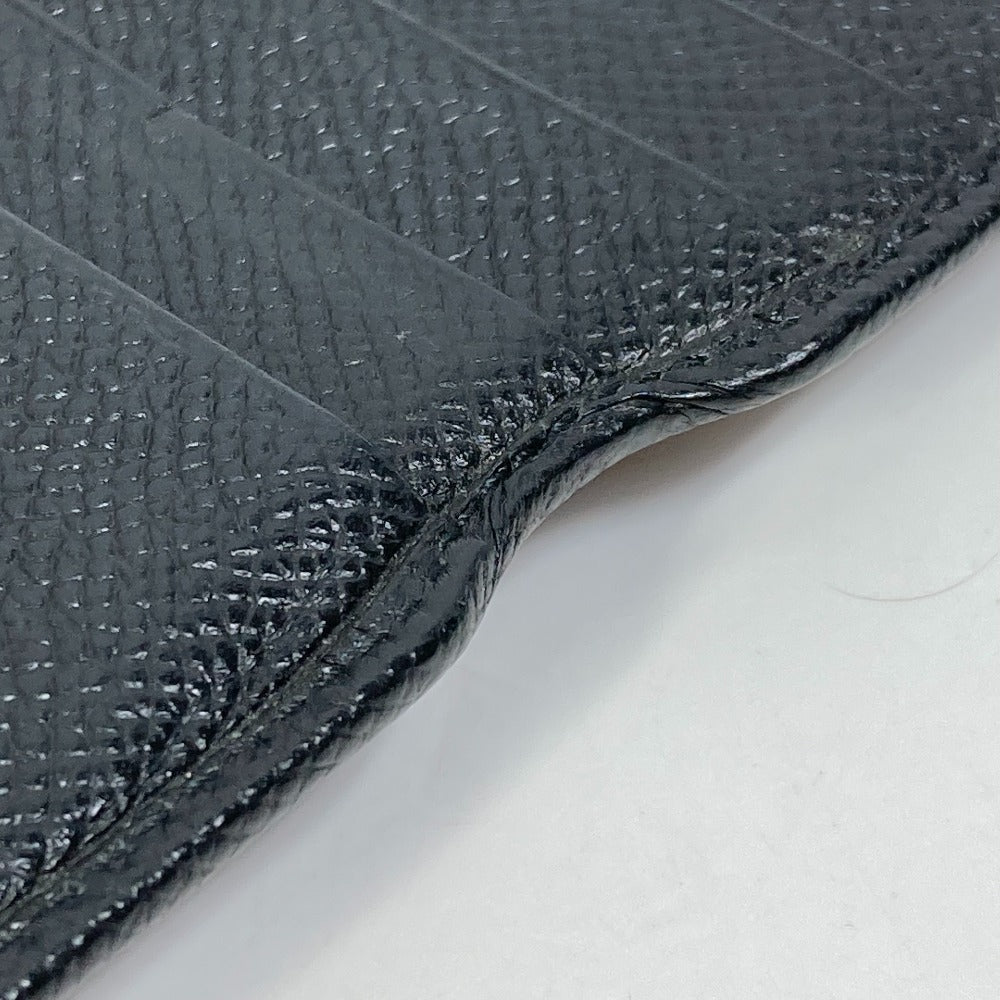 BVLGARI Long Wallet Purse leather black Bulgari Bulgari Logo clip mens Used Authentic