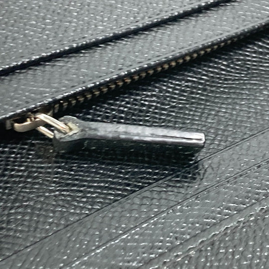 BVLGARI Long Wallet Purse leather black Bulgari Bulgari Logo clip mens Used Authentic