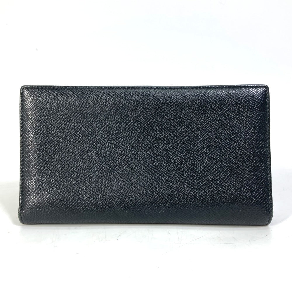 BVLGARI Long Wallet Purse leather black Bulgari Bulgari Logo clip mens Used Authentic