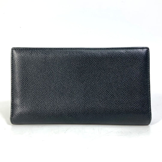 BVLGARI Long Wallet Purse leather black Bulgari Bulgari Logo clip mens Used Authentic