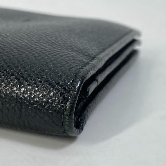 BVLGARI Long Wallet Purse leather black Bulgari Bulgari Logo clip mens Used Authentic