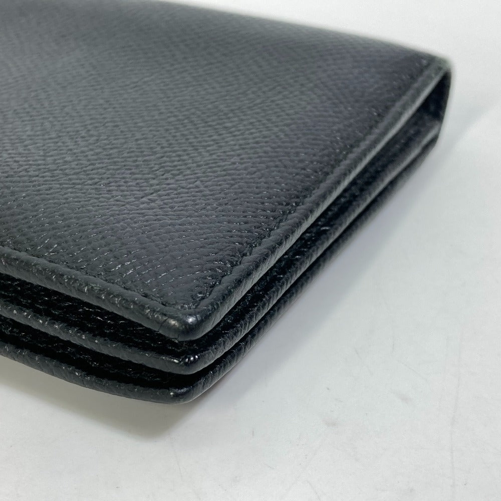 BVLGARI Long Wallet Purse leather black Bulgari Bulgari Logo clip mens Used Authentic