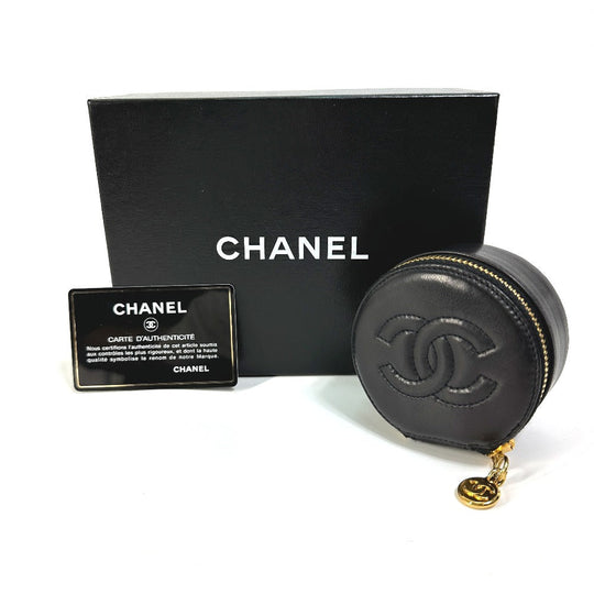 CHANEL Accessory case A02786 lambskin black accessory case COCO Mark CC Women Used Authentic