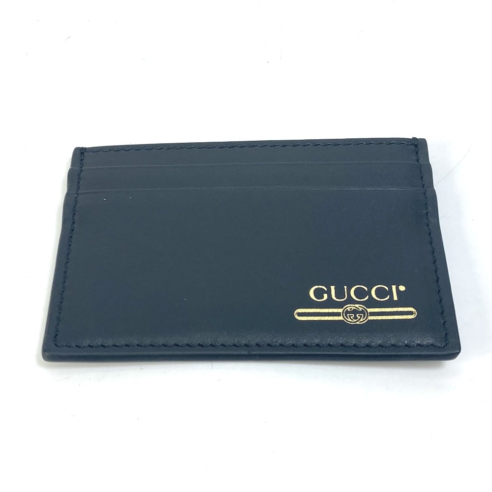 GUCCI Card Case 547596 leather black logo name card holder mens Secondhand Authentic