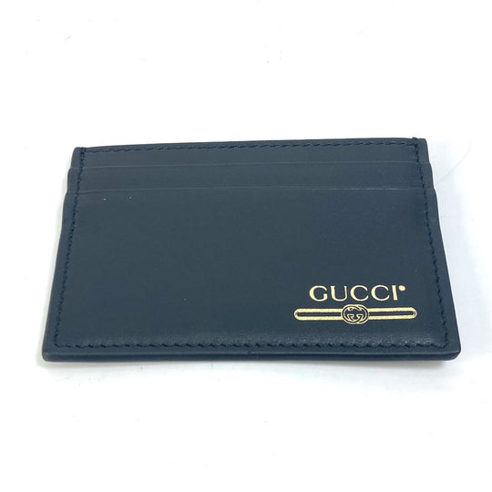 GUCCI Card Case 547596 leather black logo name card holder mens Secondhand Authentic