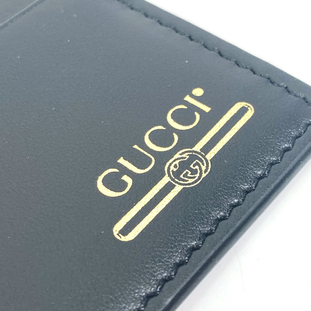 GUCCI Card Case 547596 leather black logo name card holder mens Secondhand Authentic