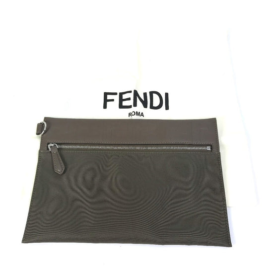 FENDI Pouch 7N0108 Nylon / leather khaki Zucca Women Used Authentic