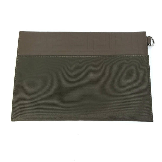 FENDI Pouch 7N0108 Nylon / leather khaki Zucca Women Used Authentic