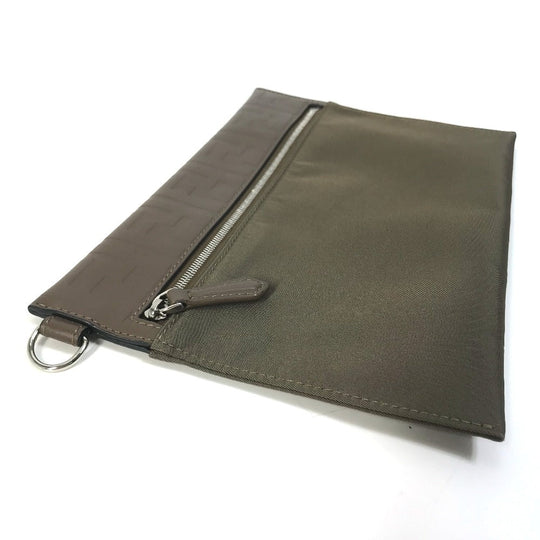 FENDI Pouch 7N0108 Nylon / leather khaki Zucca Women Used Authentic