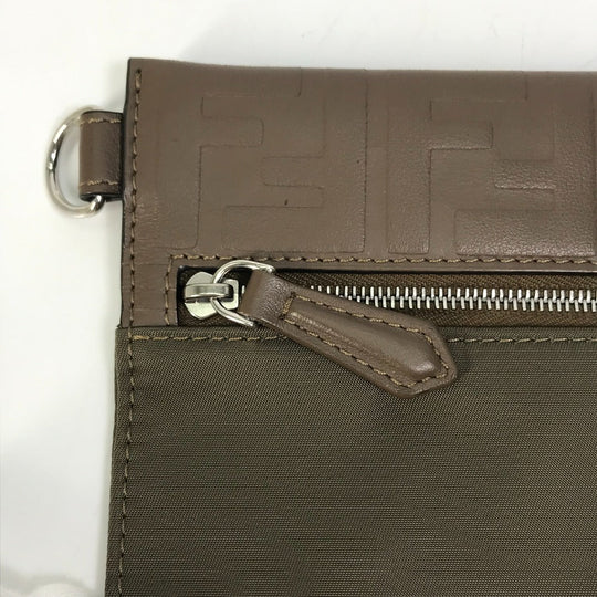 FENDI Pouch 7N0108 Nylon / leather khaki Zucca Women Used Authentic
