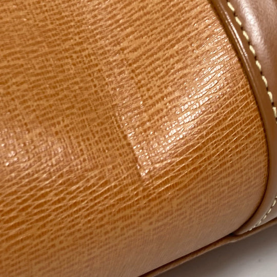 BURBERRY Handbag leather Brown logo Inner check Women Used Authentic