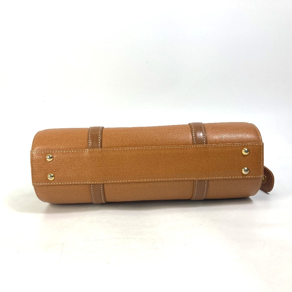 BURBERRY Handbag leather Brown logo Inner check Women Used Authentic