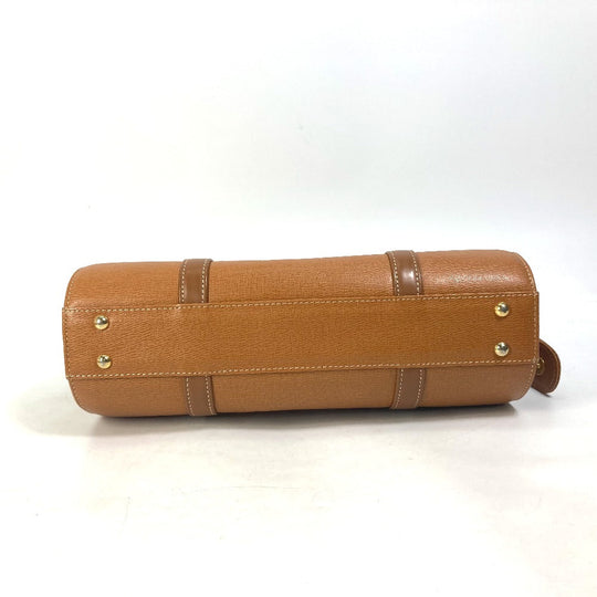 BURBERRY Handbag leather Brown logo Inner check Women Used Authentic