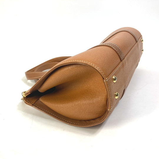 BURBERRY Handbag leather Brown logo Inner check Women Used Authentic