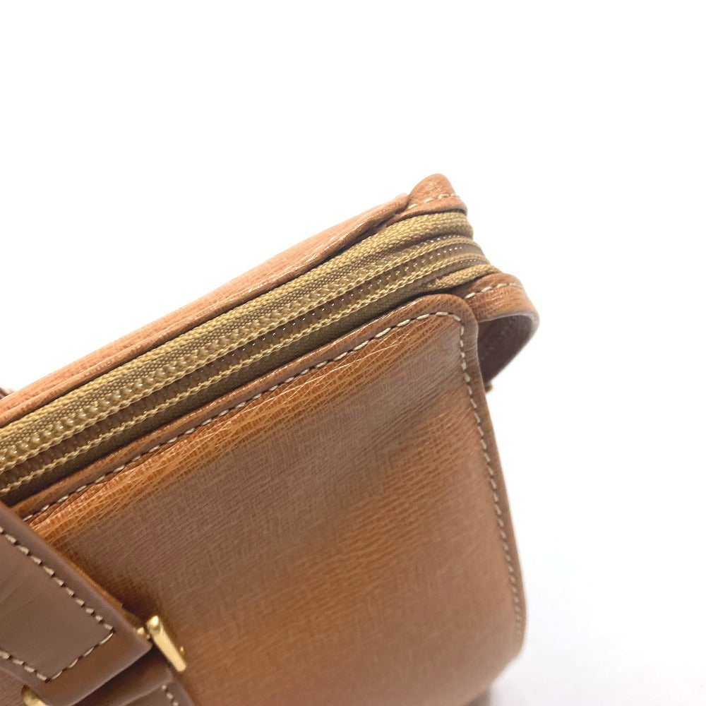 BURBERRY Handbag leather Brown logo Inner check Women Used Authentic