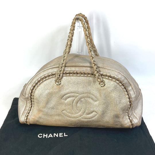 CHANEL Shoulder Bag A31405 leather Champagne Gold CC COCO Mark Mini Boston Duffel bag Luxury line Women Used Authentic