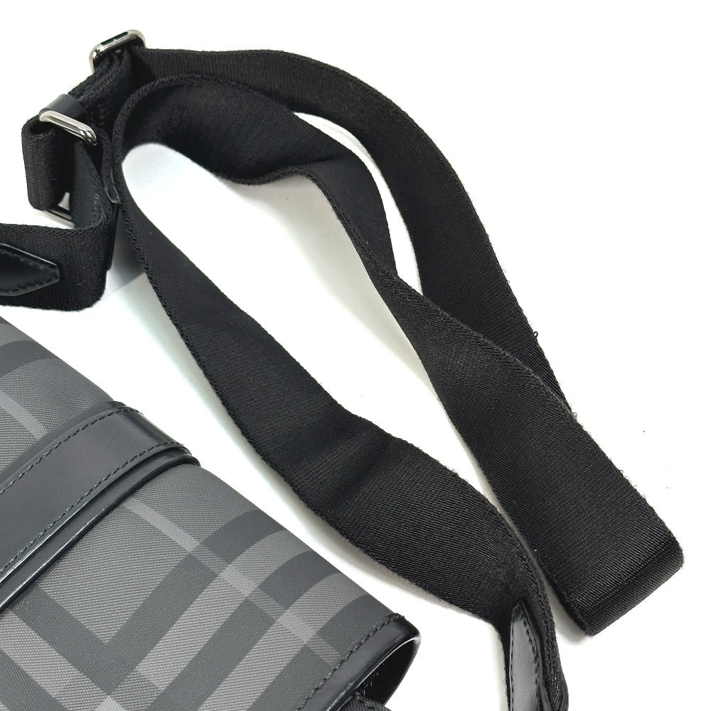 BURBERRY Shoulder Bag PVC / Leather gray check Messenger mens Used Authentic