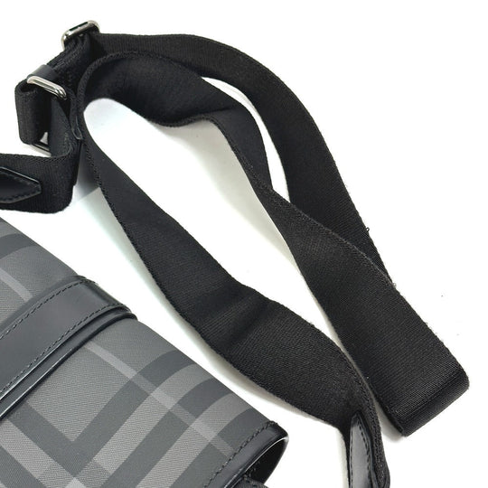 BURBERRY Shoulder Bag PVC / Leather gray check Messenger mens Used Authentic