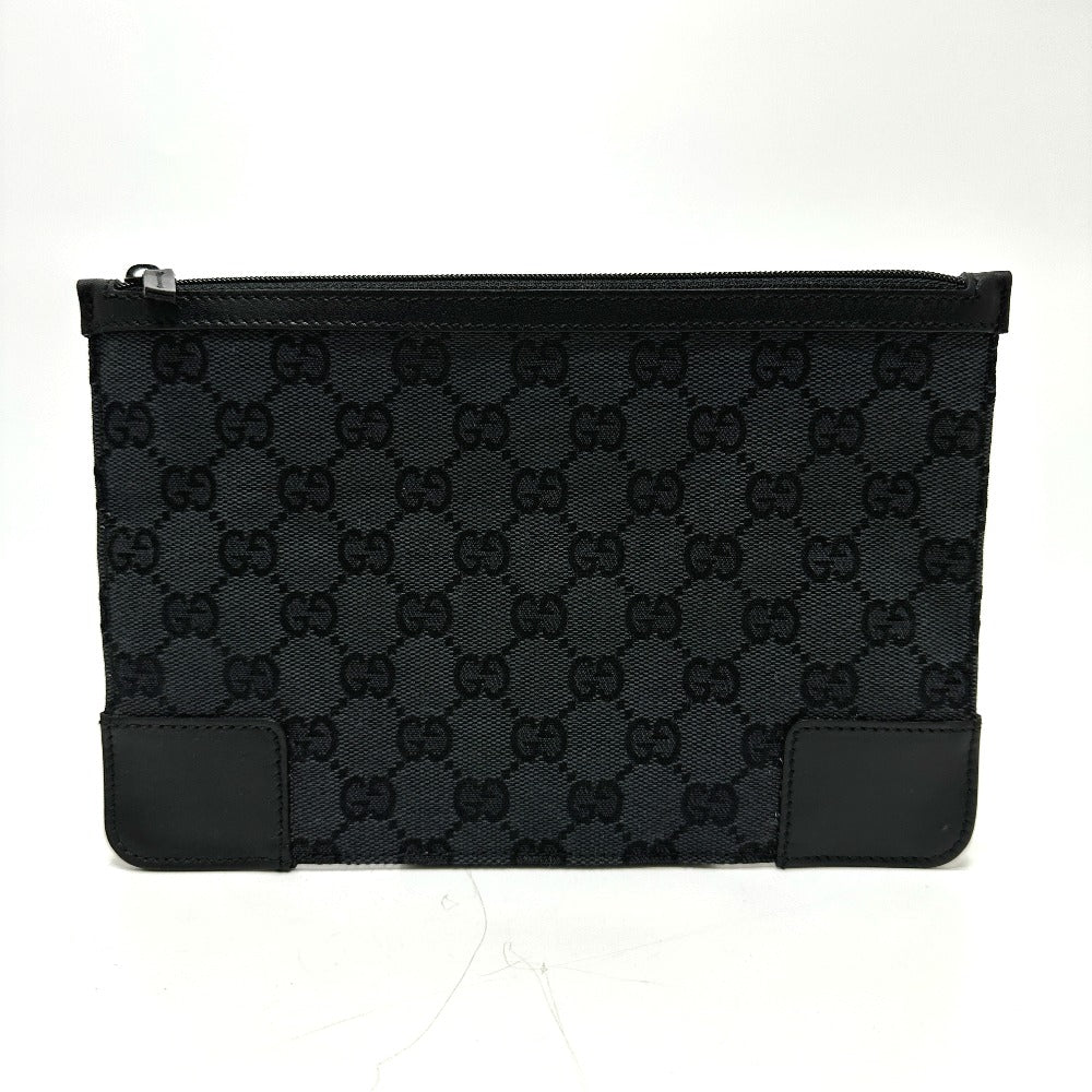 GUCCI Pouch 150415 GG canvas black GG flat Women Used Authentic