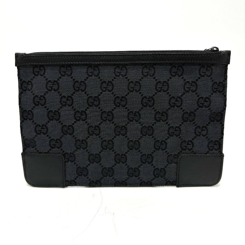 GUCCI Pouch 150415 GG canvas black GG flat Women Used Authentic