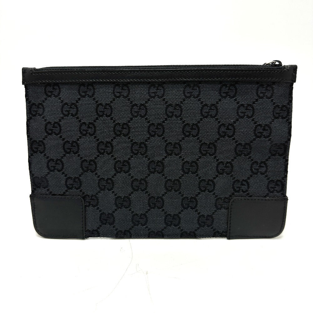 GUCCI Pouch 150415 GG canvas black GG flat Women Used Authentic