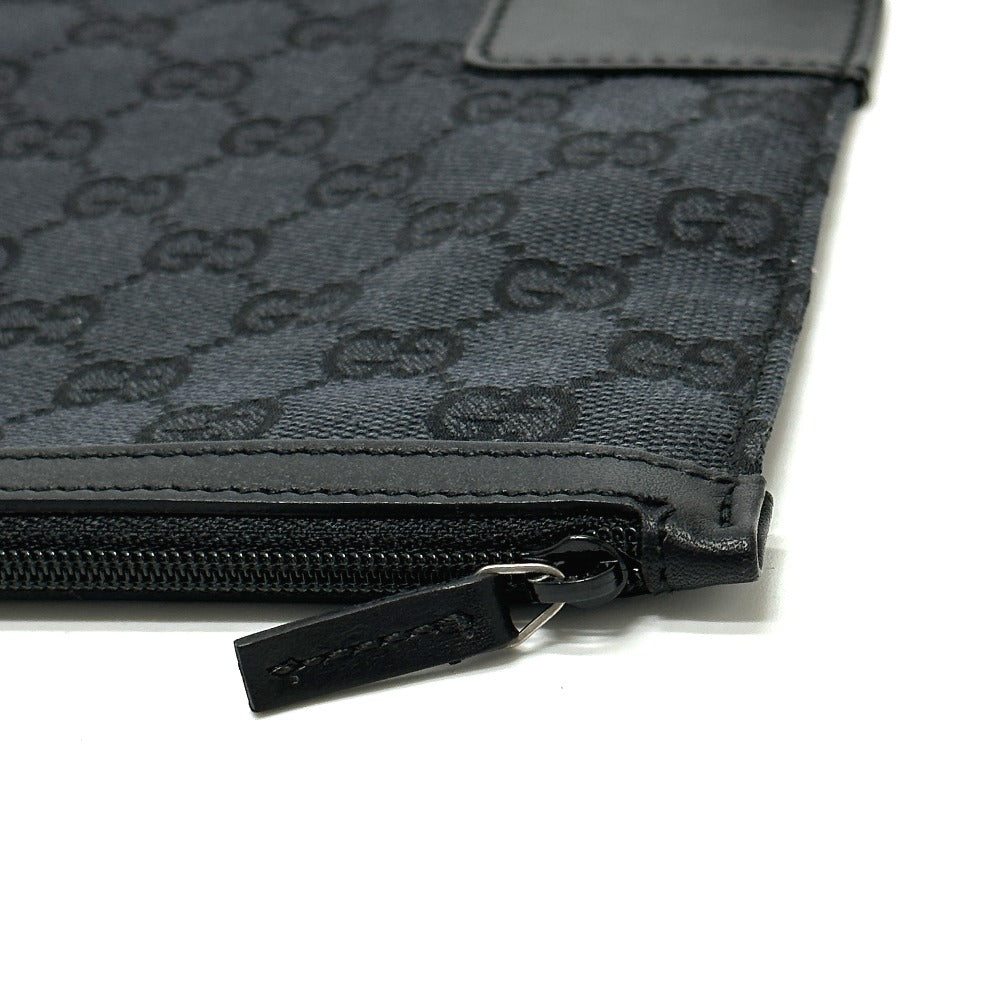 GUCCI Pouch 150415 GG canvas black GG flat Women Used Authentic
