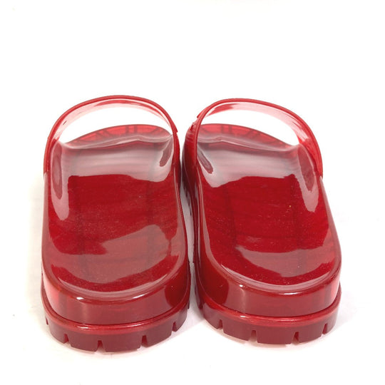GUCCI Sandals 721229 rubber Red logo shoes clear slide Women 9 Used Authentic