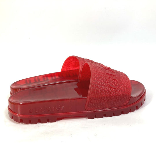 GUCCI Sandals 721229 rubber Red logo shoes clear slide Women 9 Used Authentic