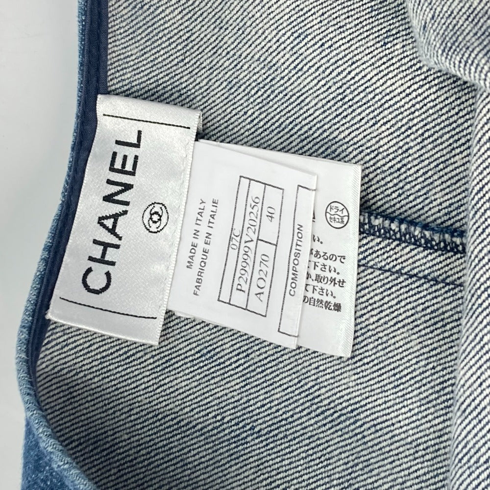 CHANEL one piece P29999 Cotton, Polyurethane blue Apparel Sleeveless 07C COCO Mark CC Women 40 Used Authentic
