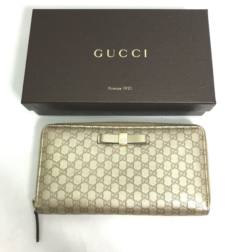 GUCCI Long Wallet Purse 388680 Sima leather gold Guccisima Zip Around mens Used Authentic