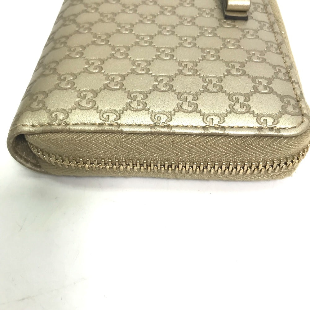 GUCCI Long Wallet Purse 388680 Sima leather gold Guccisima Zip Around mens Used Authentic