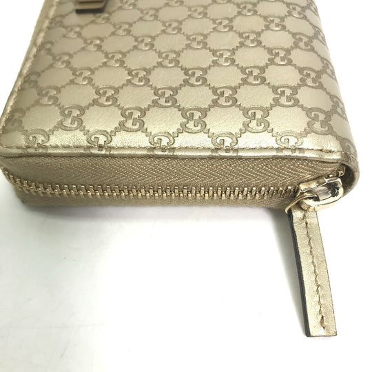 GUCCI Long Wallet Purse 388680 Sima leather gold Guccisima Zip Around mens Used Authentic