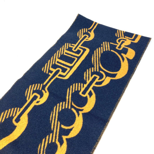 HERMES Scarf cashmere Navy dress buckle Women Used Authentic
