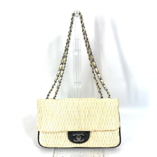 CHANEL Shoulder Bag Lambskin, Patent Leather white CC COCO Mark Women Used Authentic