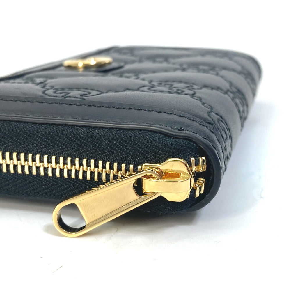 GUCCI Long Wallet Purse 723784 leather black Long wallet GG Matelasse Zip Around Wallet mens Used Authentic