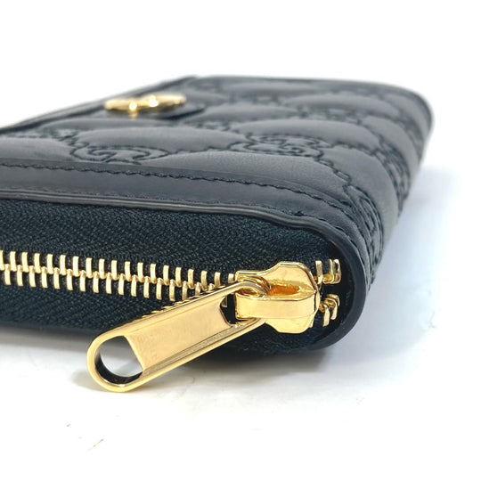 GUCCI Long Wallet Purse 723784 leather black Long wallet GG Matelasse Zip Around Wallet mens Used Authentic