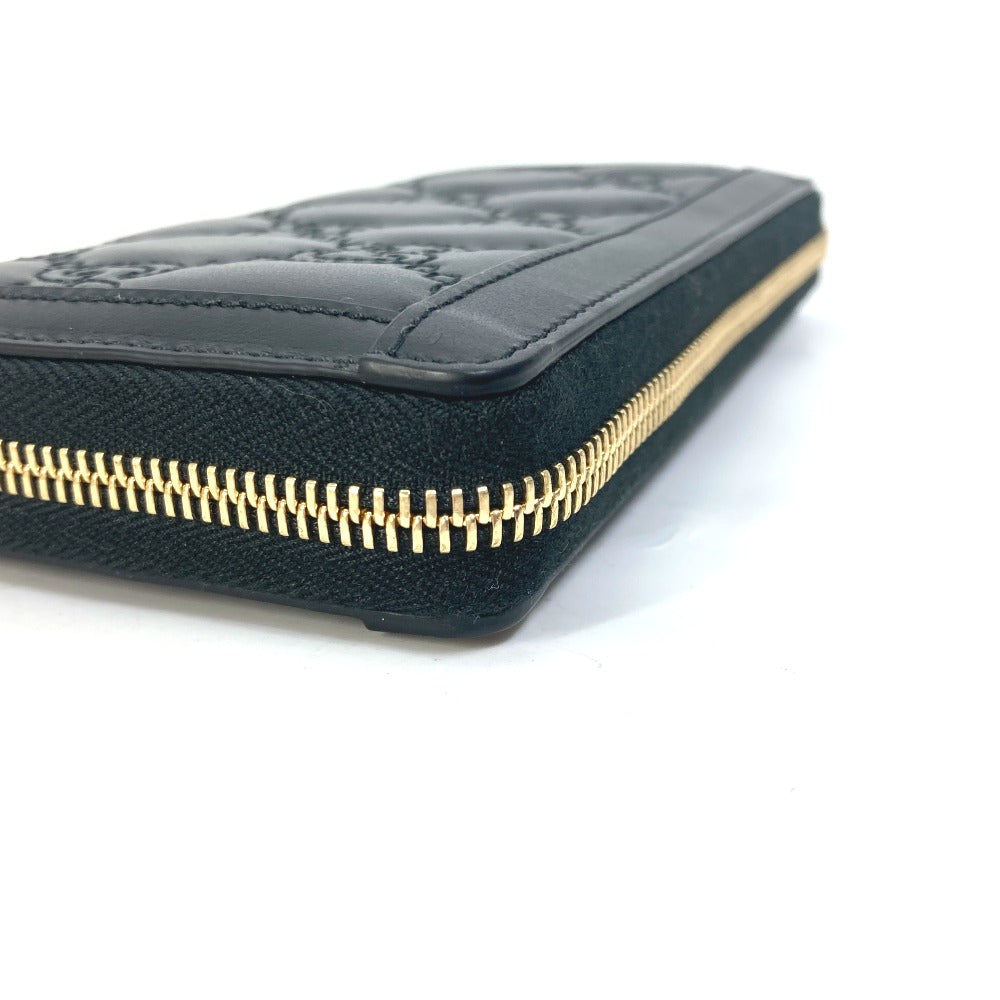 GUCCI Long Wallet Purse 723784 leather black Long wallet GG Matelasse Zip Around Wallet mens Used Authentic