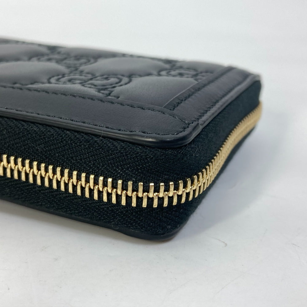 GUCCI Long Wallet Purse 723784 leather black Long wallet GG Matelasse Zip Around Wallet mens Used Authentic