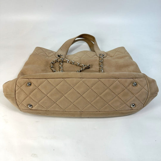 CHANEL Shoulder Bag suede beige COCO Mark Women Used Authentic