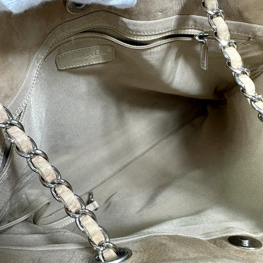 CHANEL Shoulder Bag suede beige COCO Mark Women Used Authentic