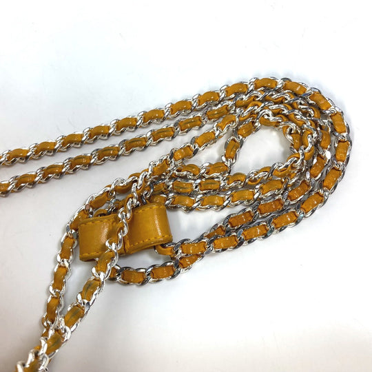 CHANEL Shoulder Bag lambskin Yellow type CC COCO Mark purse Women Used Authentic