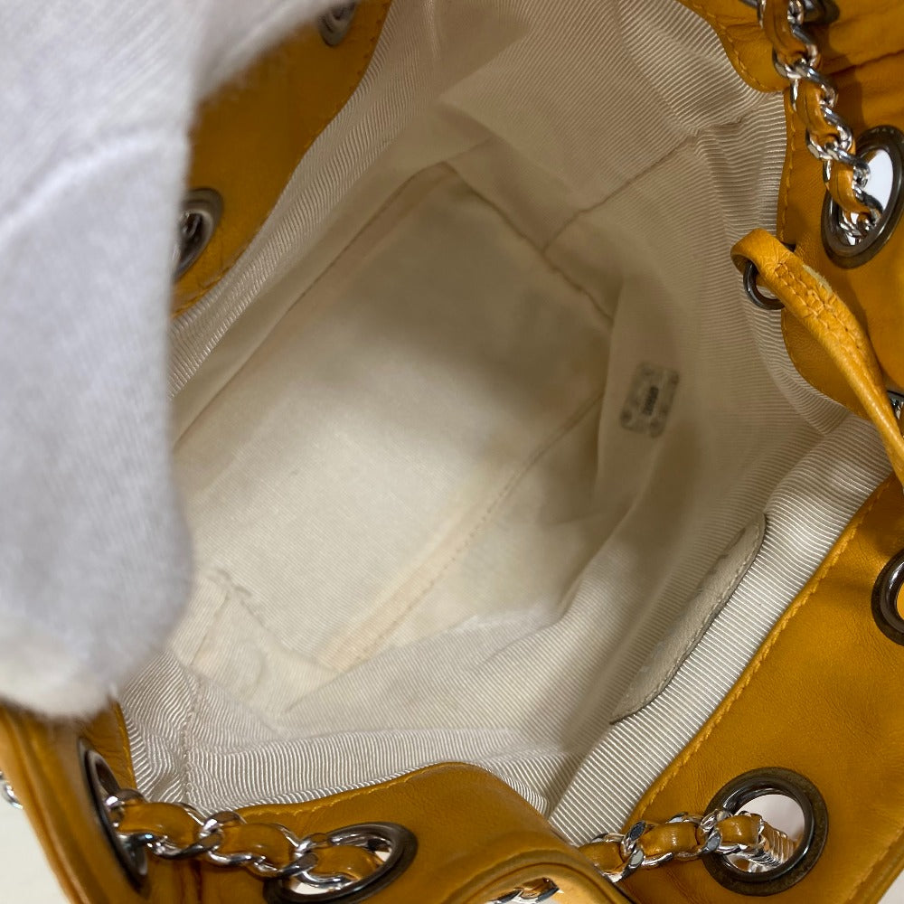 CHANEL Shoulder Bag lambskin Yellow type CC COCO Mark purse Women Used Authentic