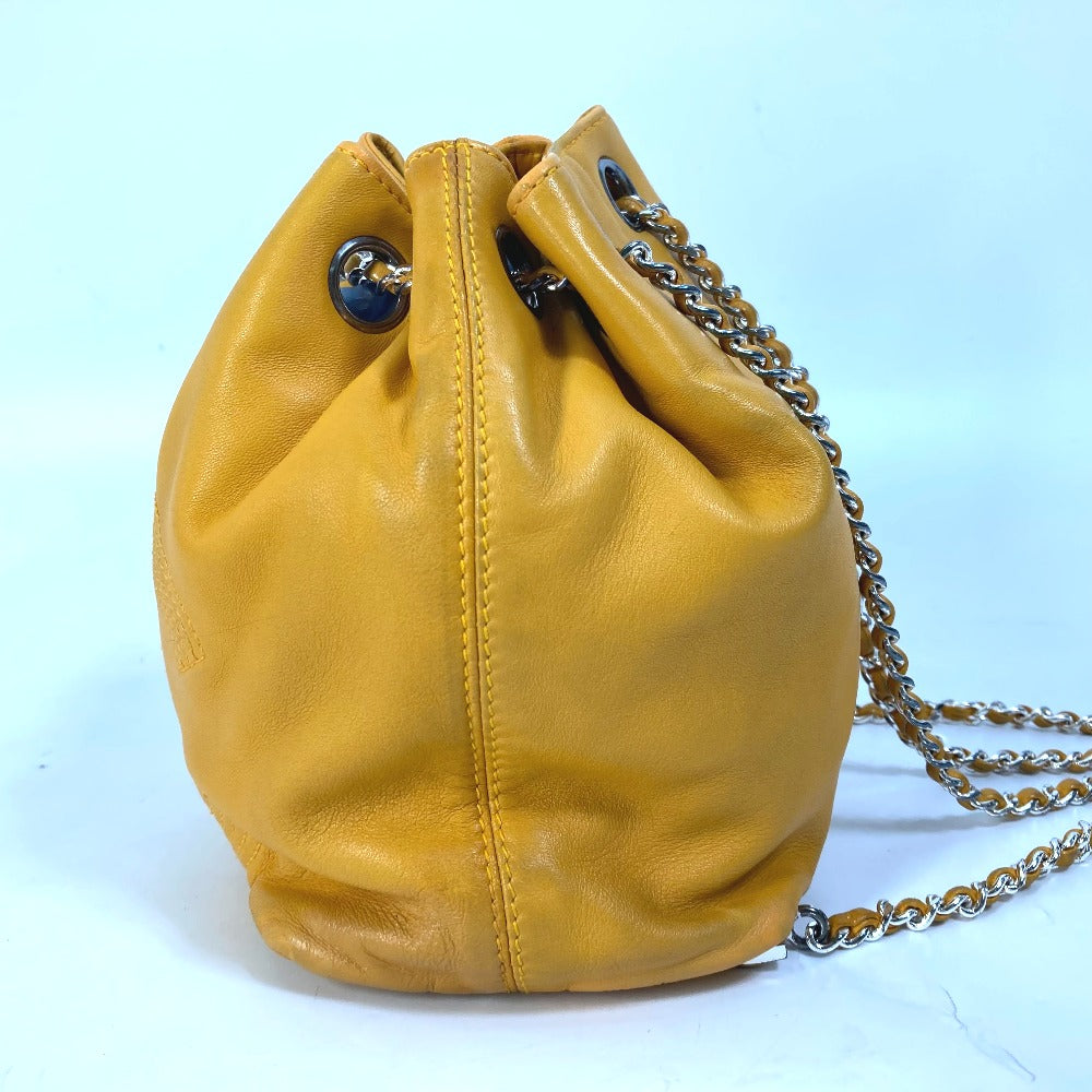CHANEL Shoulder Bag lambskin Yellow type CC COCO Mark purse Women Used Authentic