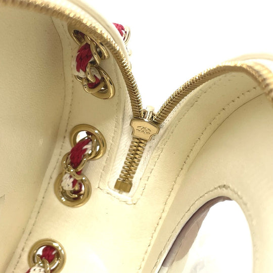 CHANEL Shoulder Bag AS0209 Lambskin, Plastics White / red COCO Mark CC round small Women Used Authentic