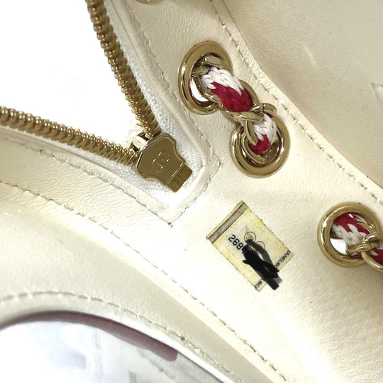 CHANEL Shoulder Bag AS0209 Lambskin, Plastics White / red COCO Mark CC round small Women Used Authentic